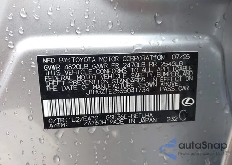 2025 Lexus Is 350 F Sport z USA, uszkodzony, nr VIN JTHGZ1E25S5041734